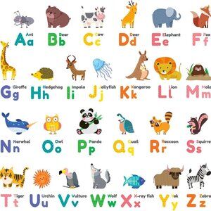 ABC Colourful Animal Alphabet Wall Stickers - BRAND NEW